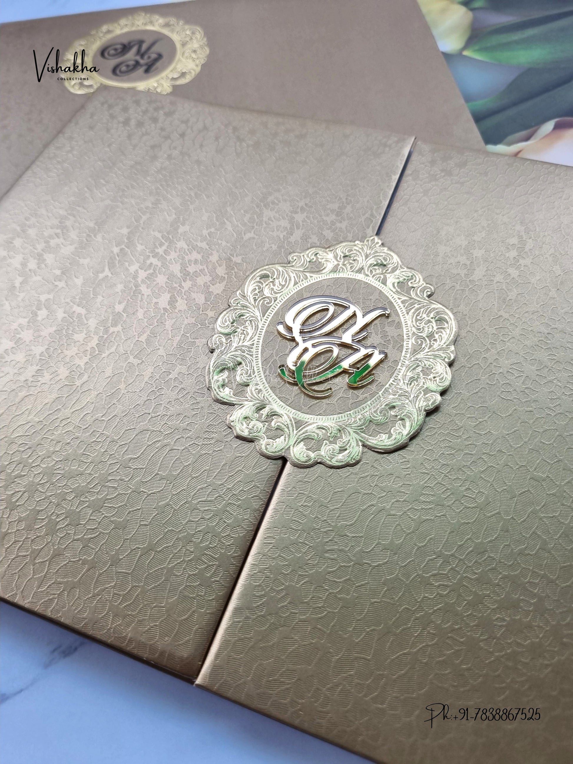 Semi Box Padded Double Door Hindu Muslim Christian Sikh Jain invitation Cards LN-946 – image 2
