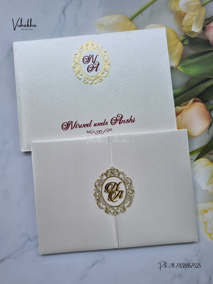 Semi Box Padded Double Door Hindu Muslim Christian Sikh Jain invitation Cards LN-947 – image 1