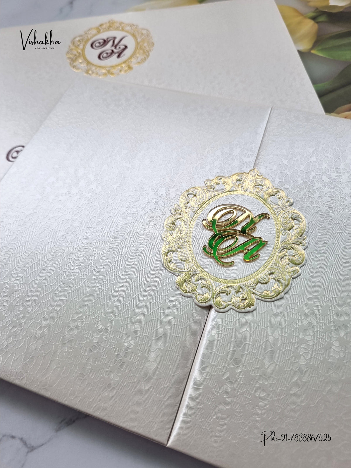 Semi Box Padded Double Door Hindu Muslim Christian Sikh Jain invitation Cards LN-947 – image 2