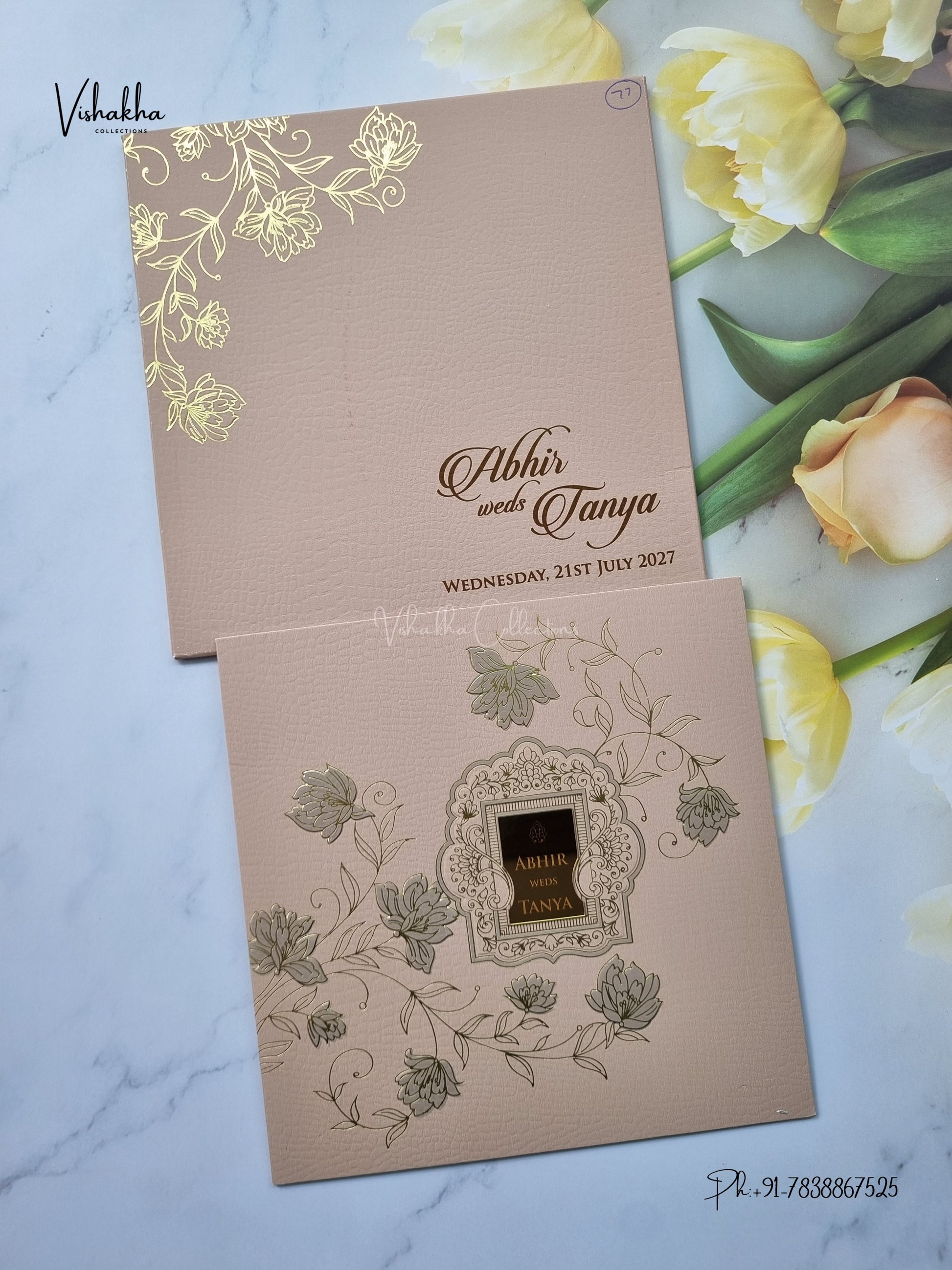 Semi Box Flower Hindu Muslim Christian Sikh Jain invitation Cards LN-948 – image 1