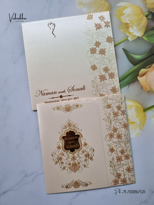 Semi Box Double Door Flower Hindu Muslim Christian Sikh Jain invitation Cards LN-951 – image 1