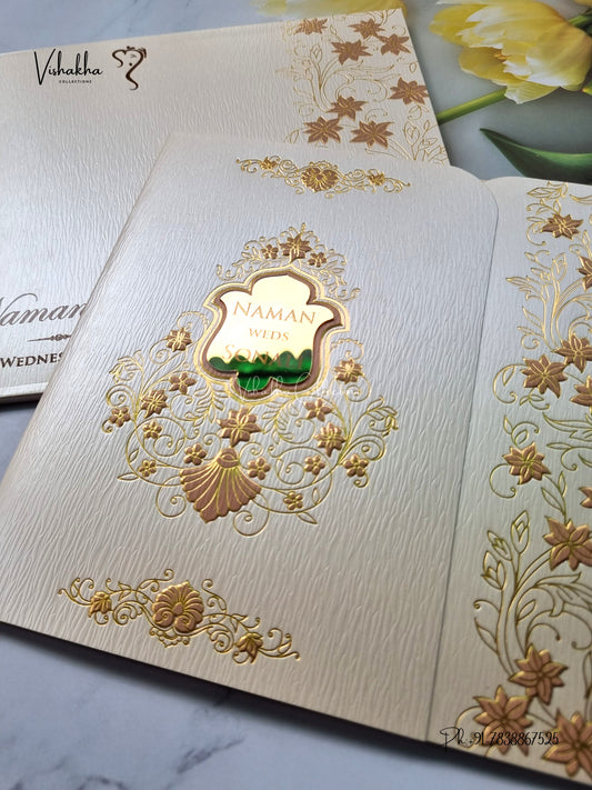 Semi Box Double Door Flower Hindu Muslim Christian Sikh Jain invitation Cards LN-951 – image 2
