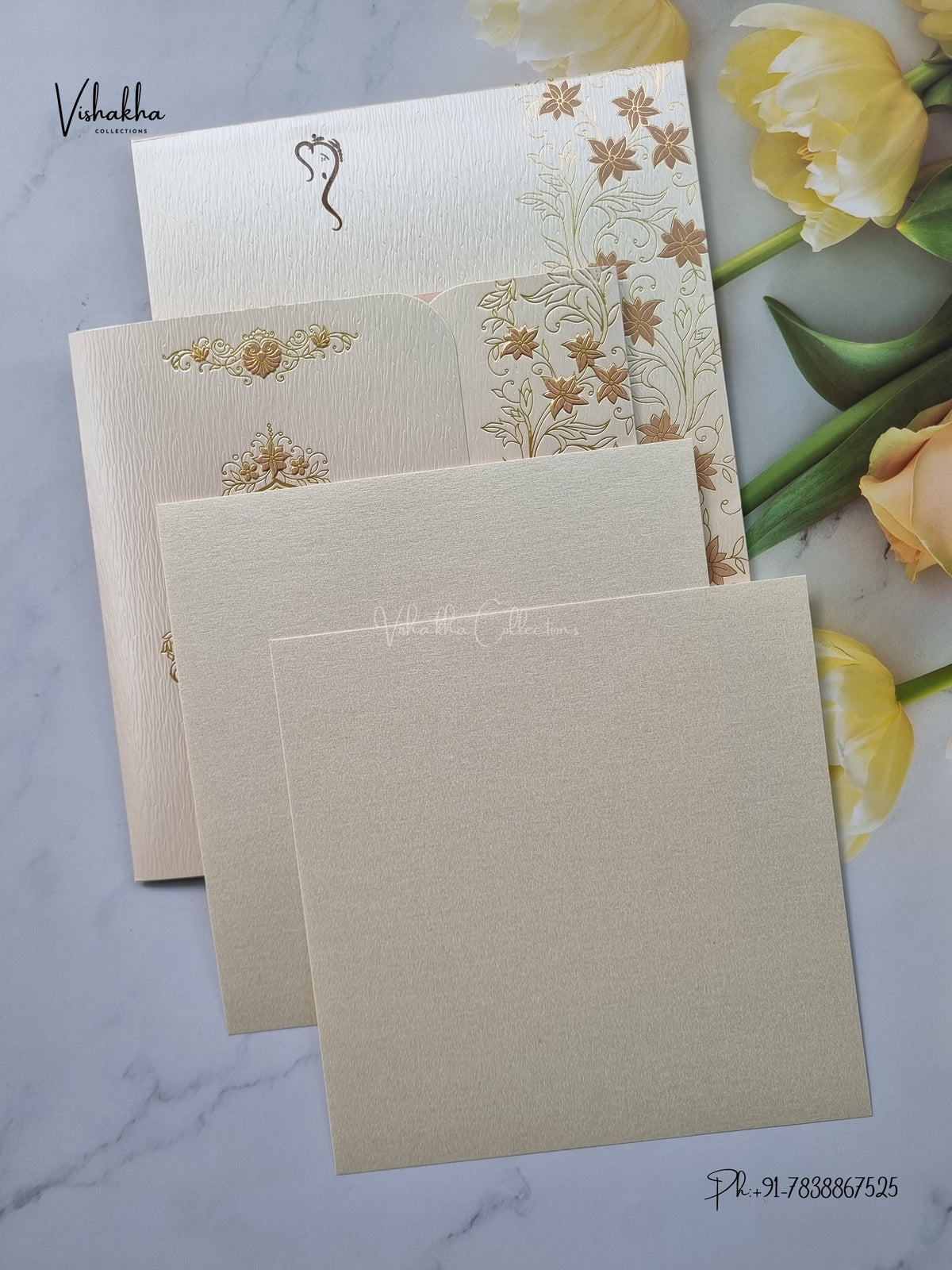Semi Box Double Door Flower Hindu Muslim Christian Sikh Jain invitation Cards LN-951 – image 3
