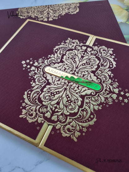 Semi Box Padded Double Door Hindu Muslim Christian Sikh Jain invitation Cards LN-956 – image 2