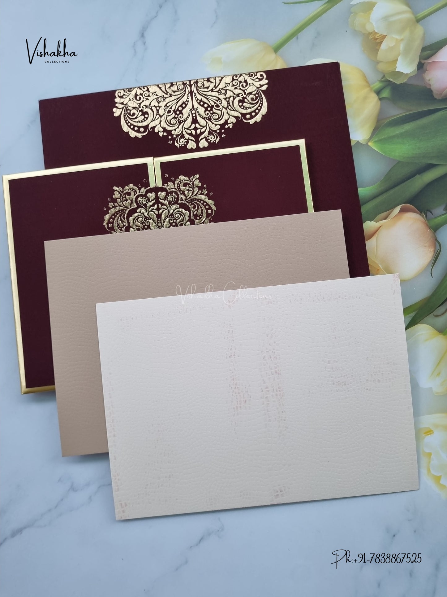 Semi Box Padded Double Door Hindu Muslim Christian Sikh Jain invitation Cards LN-956 – image 3