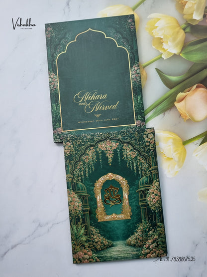 Semi Box Padded Flower Hindu Muslim Christian Sikh Jain invitation Cards LN-970 – image 1
