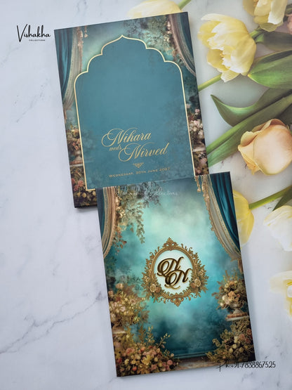 Semi Box Padded Flower Hindu Muslim Christian Sikh Jain invitation Cards LN-971 – image 1