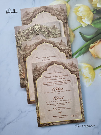 Semi Box Padded Flower Hindu Muslim Christian Sikh Jain invitation Cards LN-972 – image 3