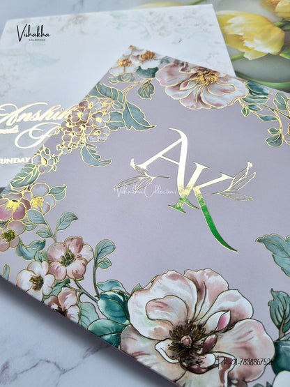 Semi Box Padded Flower Hindu Muslim Christian Sikh Jain invitation Cards LN-973 – image 2