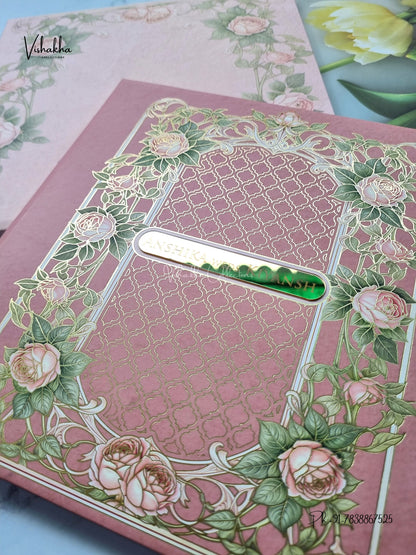 Semi Box Padded Flower Hindu Muslim Christian Sikh Jain invitation Cards LN-974 – image 2