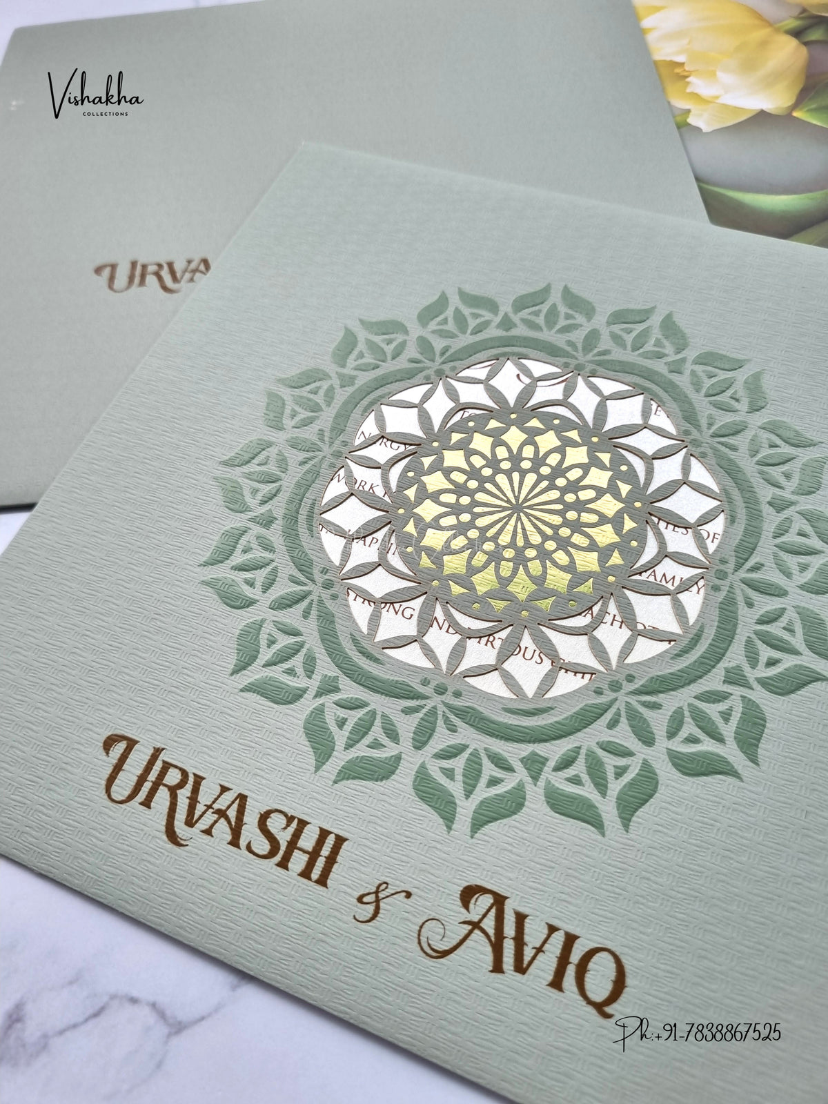 Laser Cut Geometric Hindu Muslim Christian Sikh Jain invitation Cards LN-983 – image 2