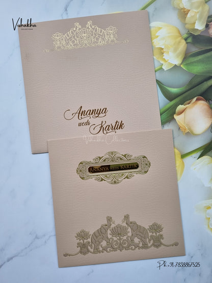 Hathi Hindu Muslim Christian Sikh Jain invitation Cards LN-984 – image 1