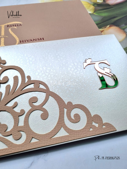 Semi Box Laser Cut Padded Hindu Muslim Christian Sikh Jain invitation Cards LN-990 – image 2