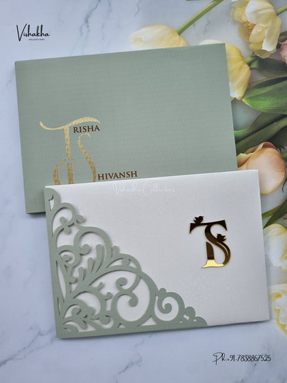 Semi Box Laser Cut Padded Hindu Muslim Christian Sikh Jain invitation Cards LN-991 – image 1