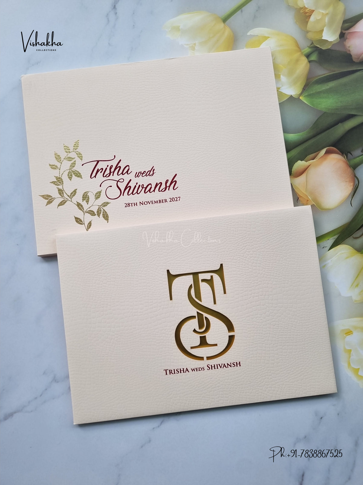 Semi Box Laser Cut Padded Hindu Muslim Christian Sikh Jain invitation Cards LN-992 – image 1