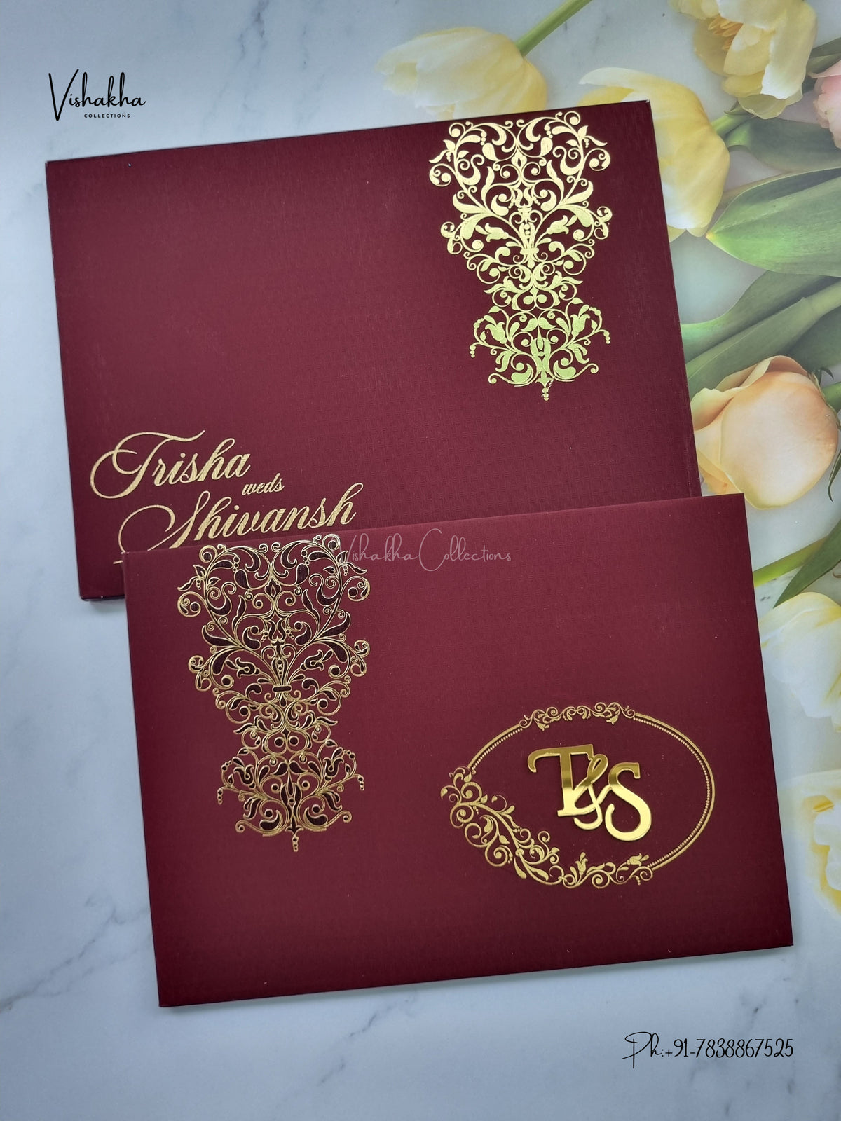 Semi Box Padded Hindu Muslim Christian Sikh Jain invitation Cards LN-995 – image 1