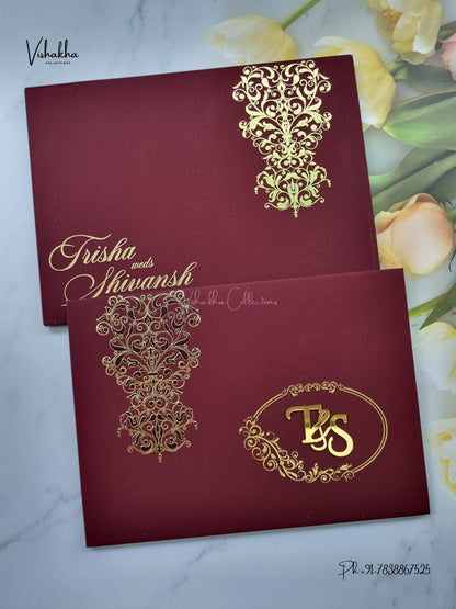 Semi Box Padded Hindu Muslim Christian Sikh Jain invitation Cards LN-995 – image 1