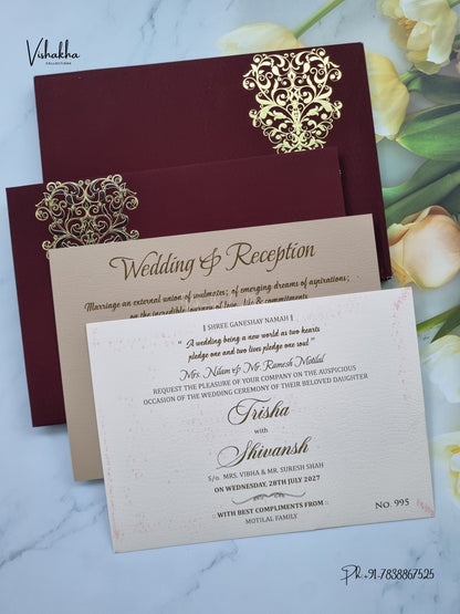 Semi Box Padded Hindu Muslim Christian Sikh Jain invitation Cards LN-995 – image 3