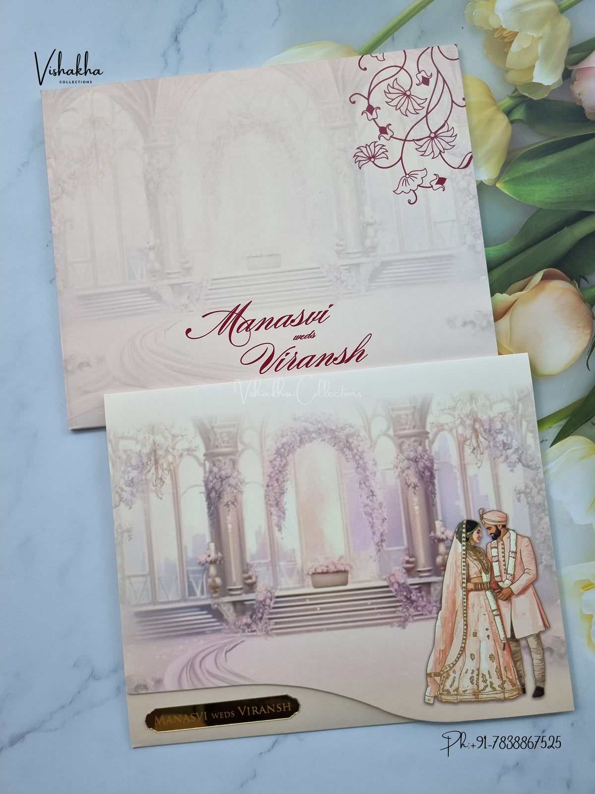 Dulah Dulhan Hindu Muslim Christian Sikh Jain invitation Cards LN-998 – image 1