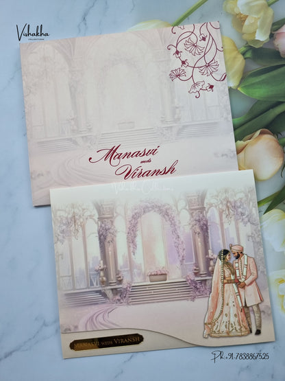 Dulah Dulhan Hindu Muslim Christian Sikh Jain invitation Cards LN-998 – image 1