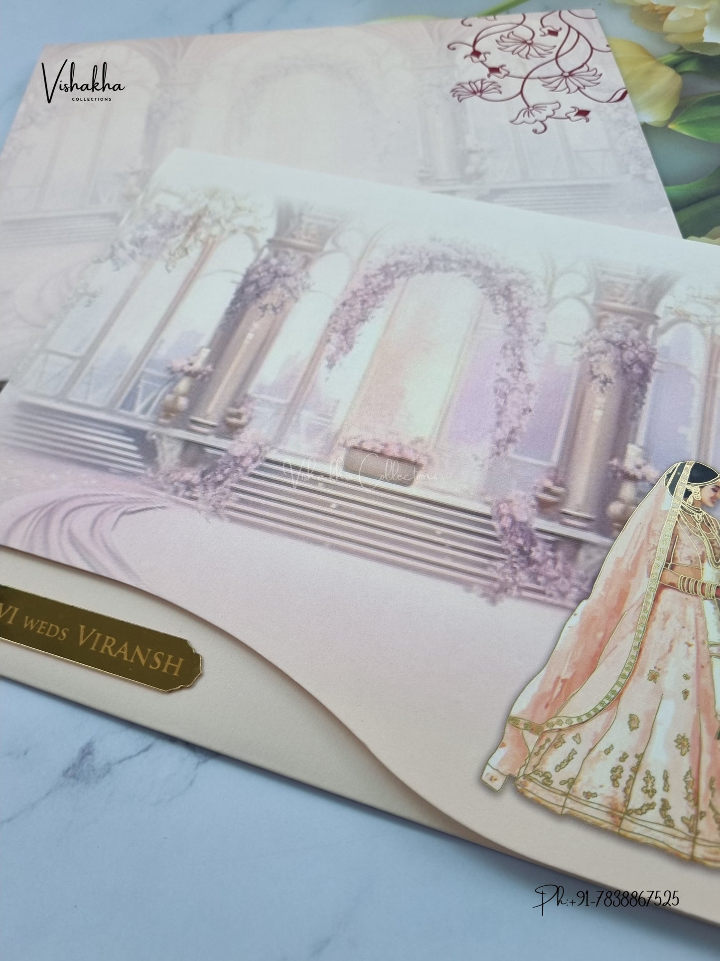 Dulah Dulhan Hindu Muslim Christian Sikh Jain invitation Cards LN-998 – image 2