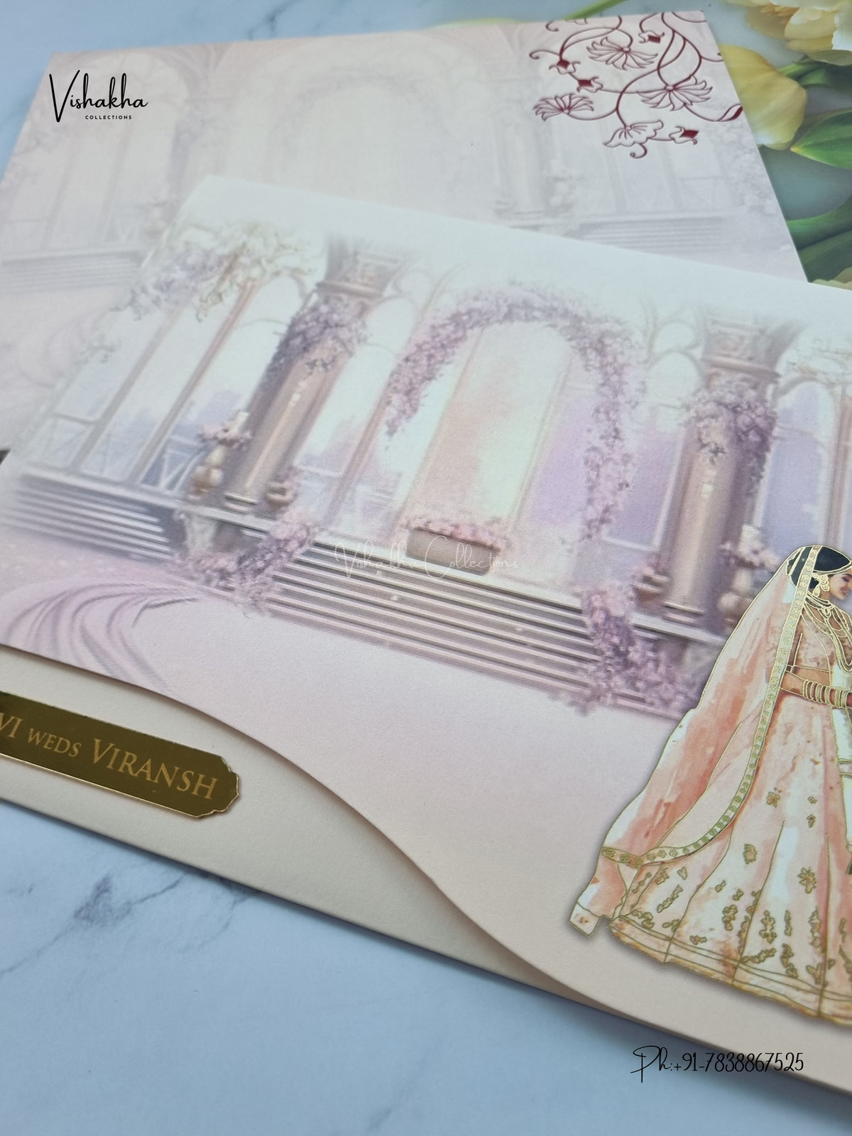 Dulah Dulhan Hindu Muslim Christian Sikh Jain invitation Cards LN-998 – image 2