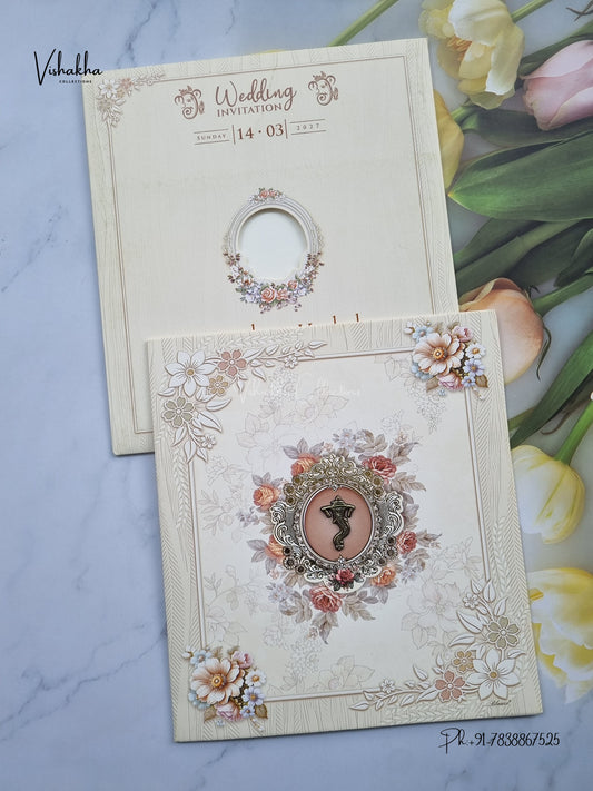 Ganesh Ji Flower Hindu Jain invitation Cards NA-1126-06 – image 1