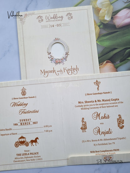 Ganesh Ji Flower Hindu Jain invitation Cards NA-1126-06 – image 3