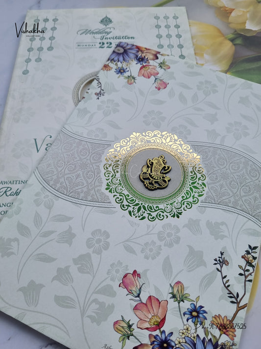 Ganesh Ji Flower Hindu Jain invitation Cards NA-1126-110 – image 2