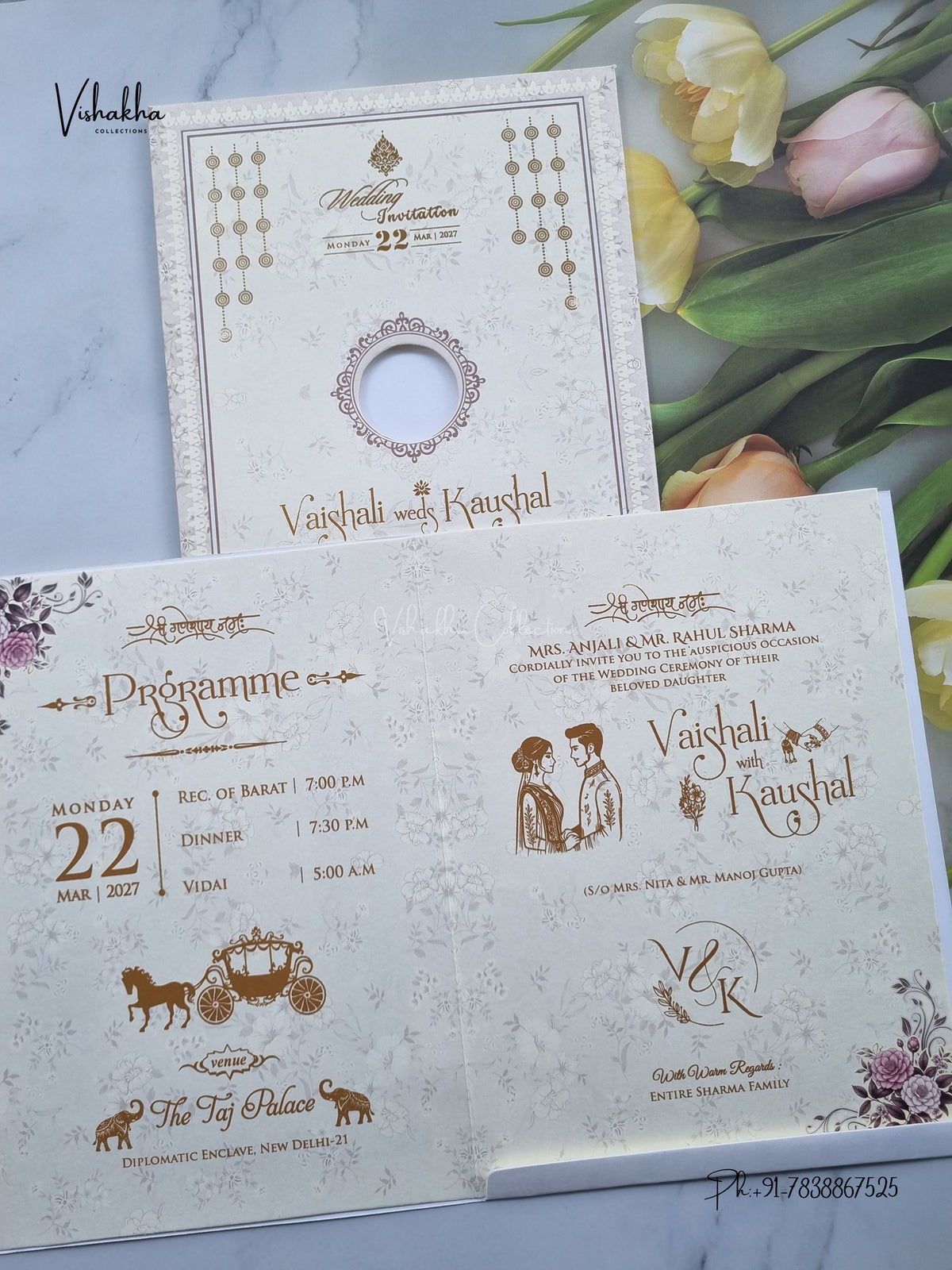 Ganesh Ji Flower Geometric Hindu Jain invitation Cards NA-1126-114 – image 3