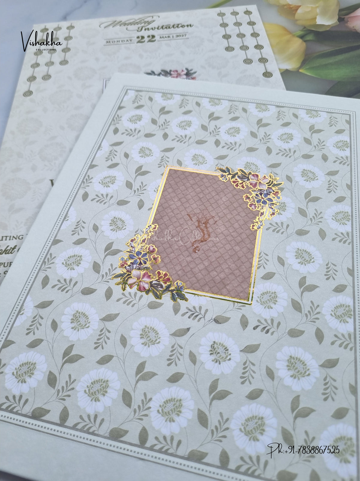 Ganesh Ji Flower Geometric Hindu Jain invitation Cards NA-1126-115 – image 2