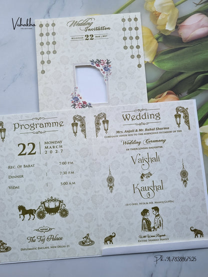 Ganesh Ji Flower Geometric Hindu Jain invitation Cards NA-1126-115 – image 3