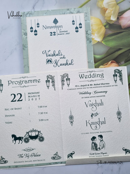 Semi Box Ganesh Ji Flower Hindu Jain invitation Cards NA-1126-118 – image 3