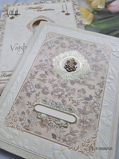 Semi Box Ganesh Ji Flower Hindu Jain invitation Cards NA-1126-119 – image 2