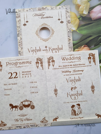 Semi Box Ganesh Ji Flower Hindu Jain invitation Cards NA-1126-119 – image 3