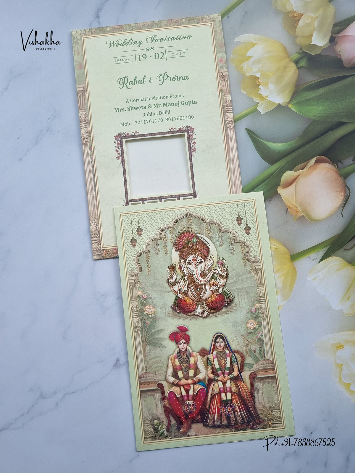 Direct Card Ganesh Ji Dulah Dulhan Hindu Jain invitation Cards NA-1126-143 – image 1