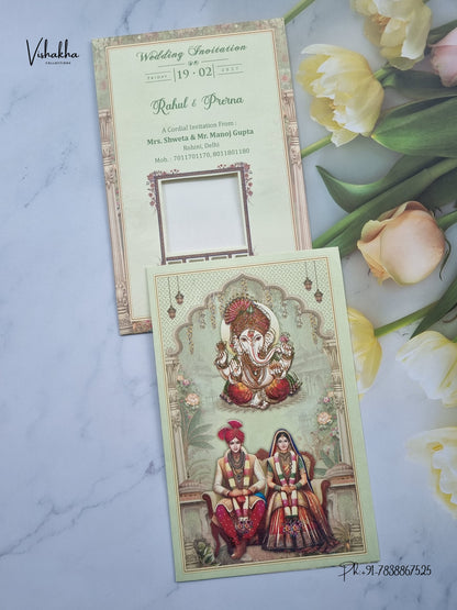 Direct Card Ganesh Ji Dulah Dulhan Hindu Jain invitation Cards NA-1126-143 – image 1