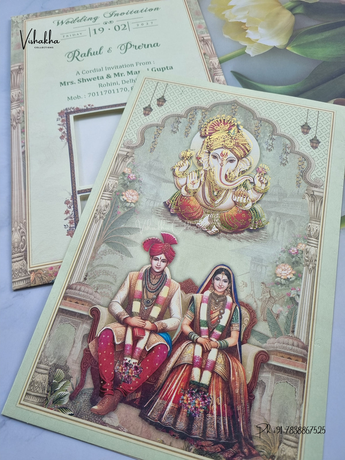 Direct Card Ganesh Ji Dulah Dulhan Hindu Jain invitation Cards NA-1126-143 – image 2