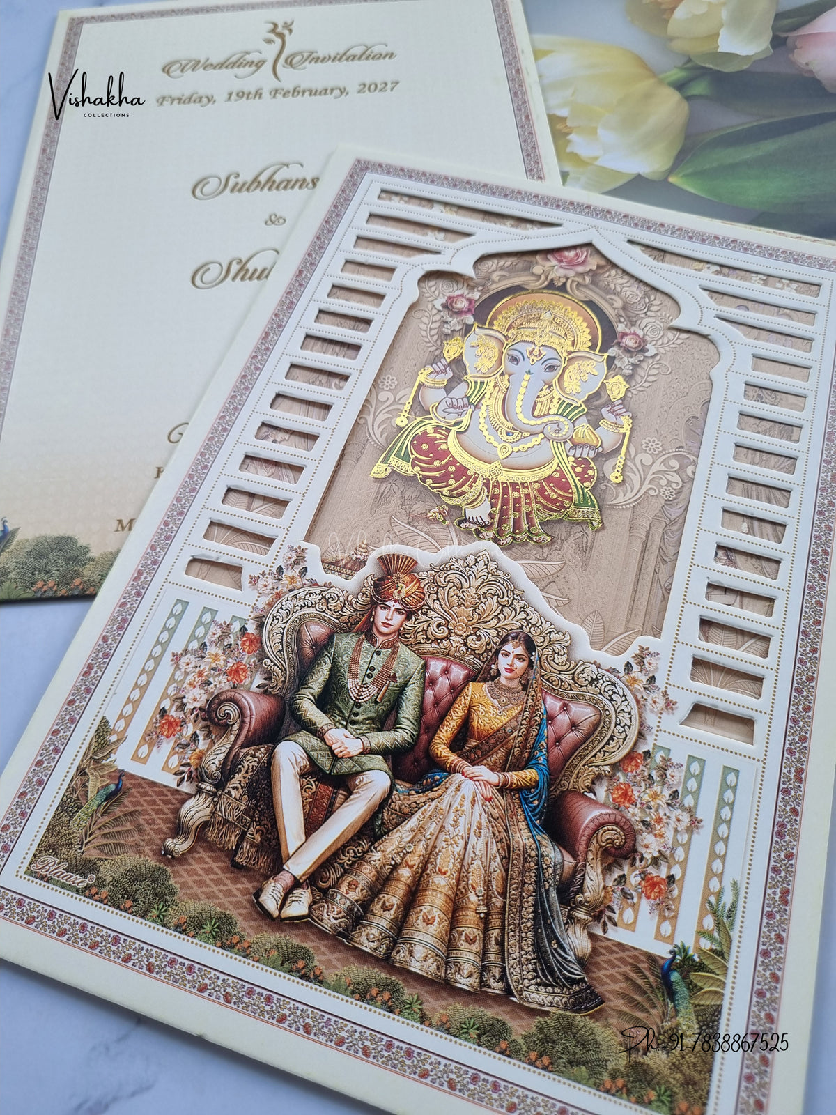 Ganesh Ji Dulah Dulhan Barat Hindu Jain invitation Cards NA-1126-16 – image 2
