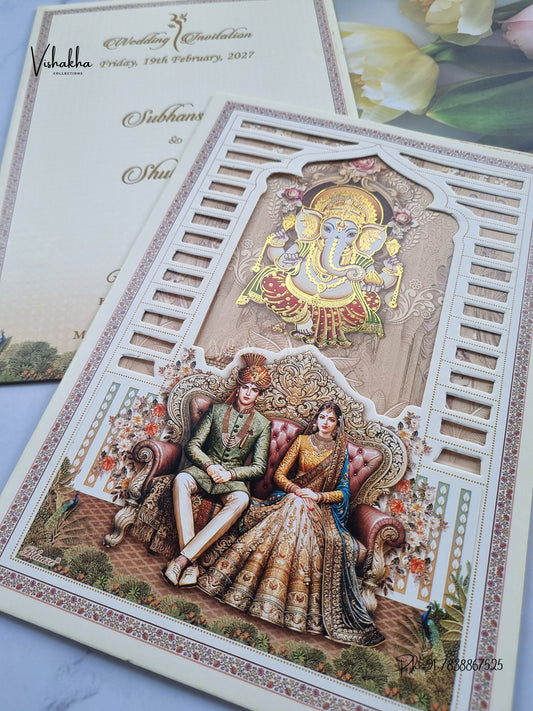 Ganesh Ji Dulah Dulhan Barat Hindu Jain invitation Cards NA-1126-16 – image 2
