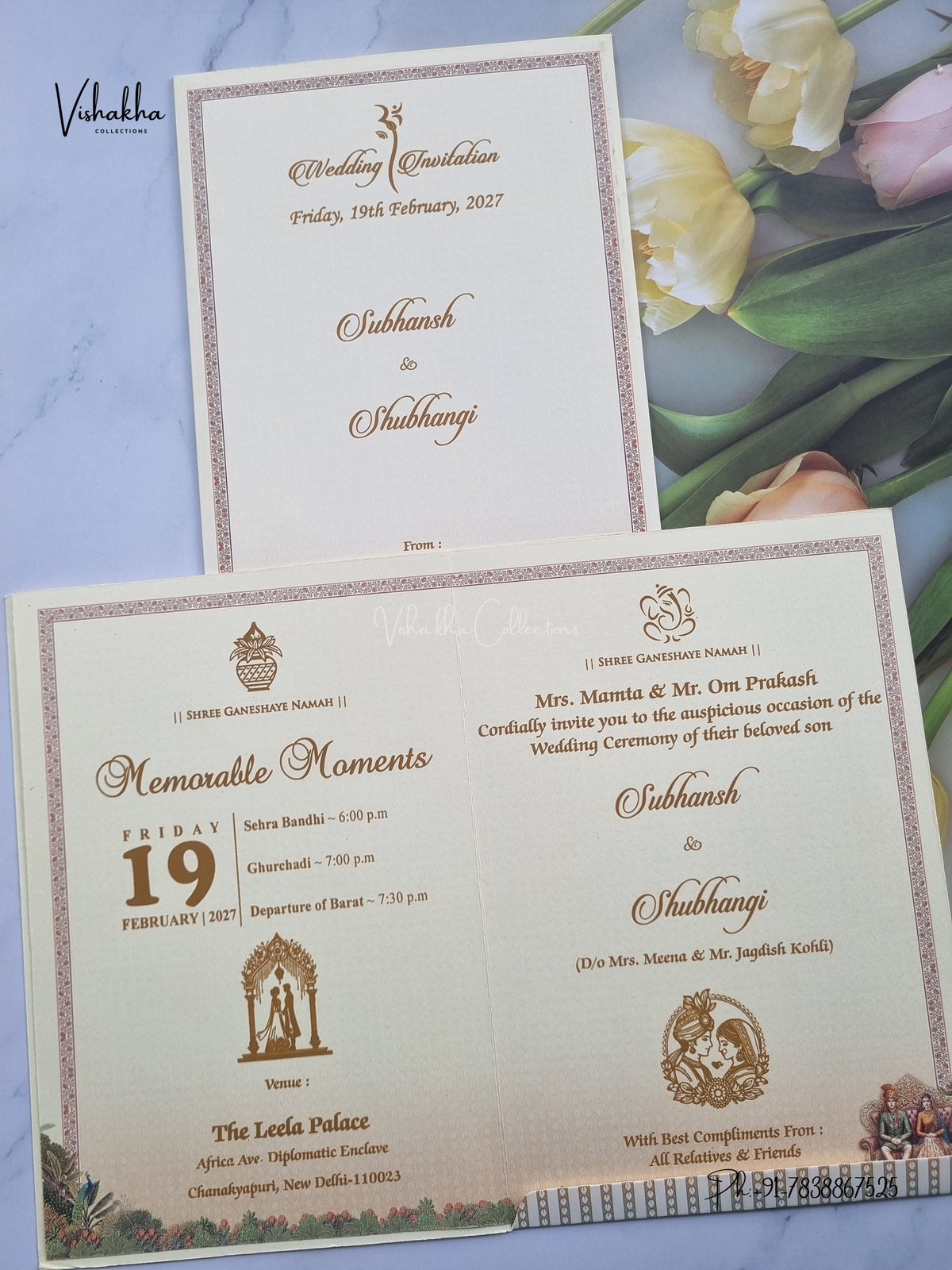 Ganesh Ji Dulah Dulhan Barat Hindu Jain invitation Cards NA-1126-16 – image 3