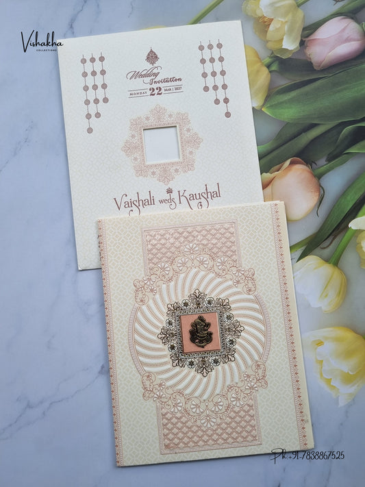 Ganesh Ji Flower Geometric Hindu Jain invitation Cards NA-1126-180 – image 1