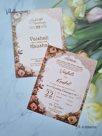 Flower Hindu Muslim Christian Sikh Jain invitation Cards NA-1126-200 – image 3