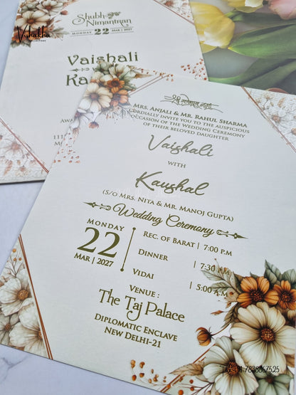 Flower Hindu Muslim Christian Sikh Jain invitation Cards NA-1126-201 – image 2