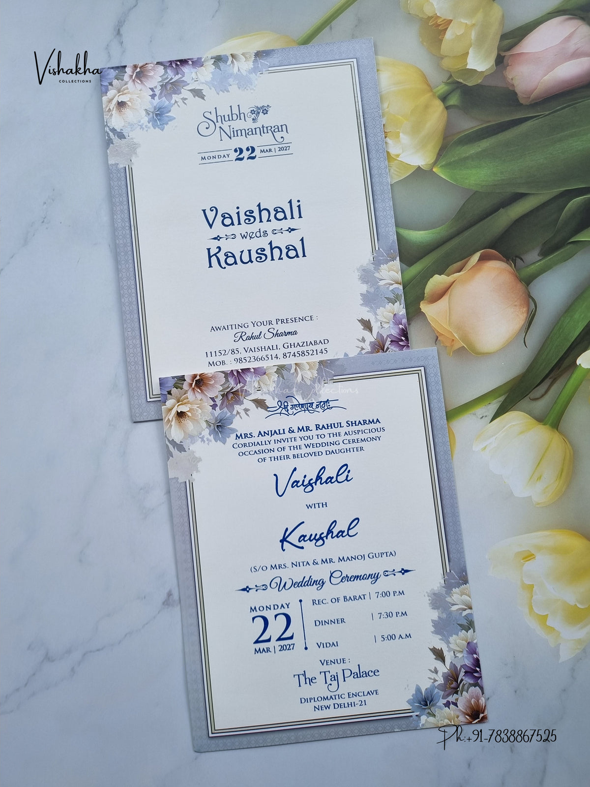 Flower Hindu Muslim Christian Sikh Jain invitation Cards NA-1126-202 – image 1