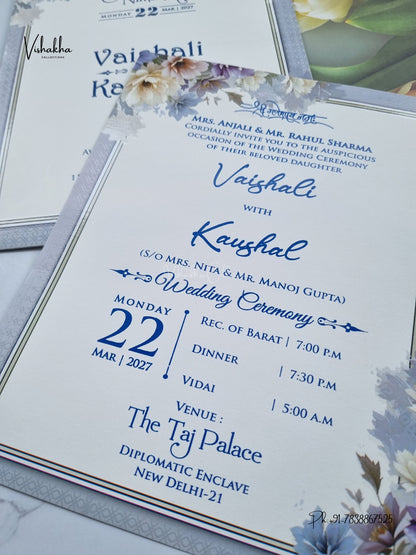 Flower Hindu Muslim Christian Sikh Jain invitation Cards NA-1126-202 – image 2