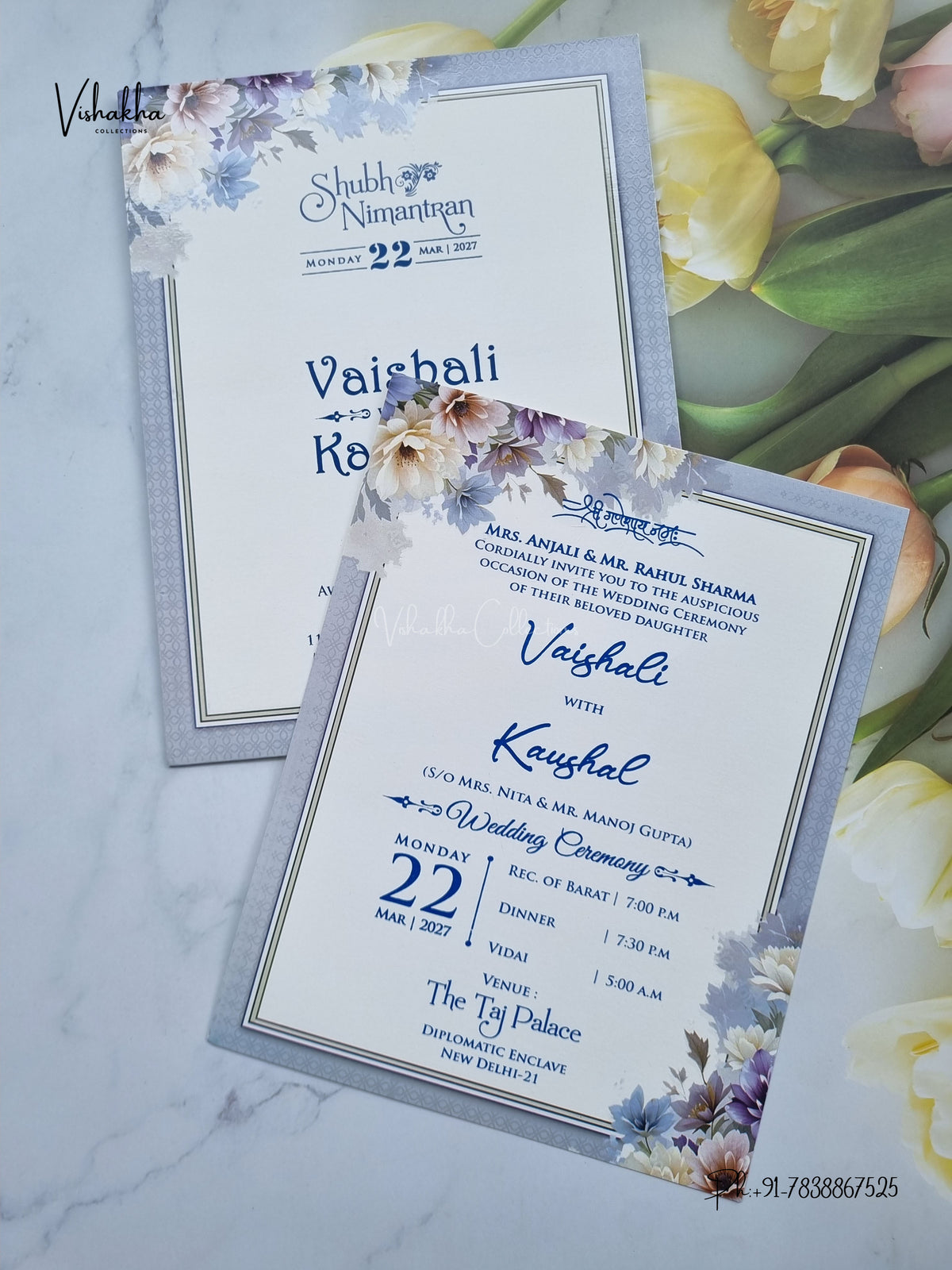 Flower Hindu Muslim Christian Sikh Jain invitation Cards NA-1126-202 – image 3