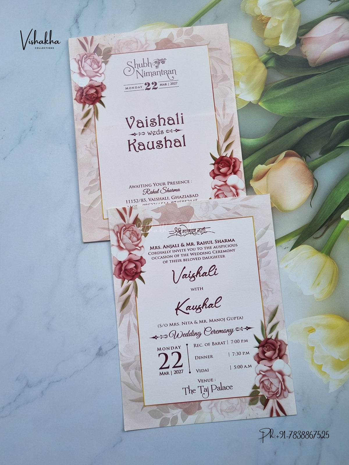Flower Hindu Muslim Christian Sikh Jain invitation Cards NA-1126-203 – image 1