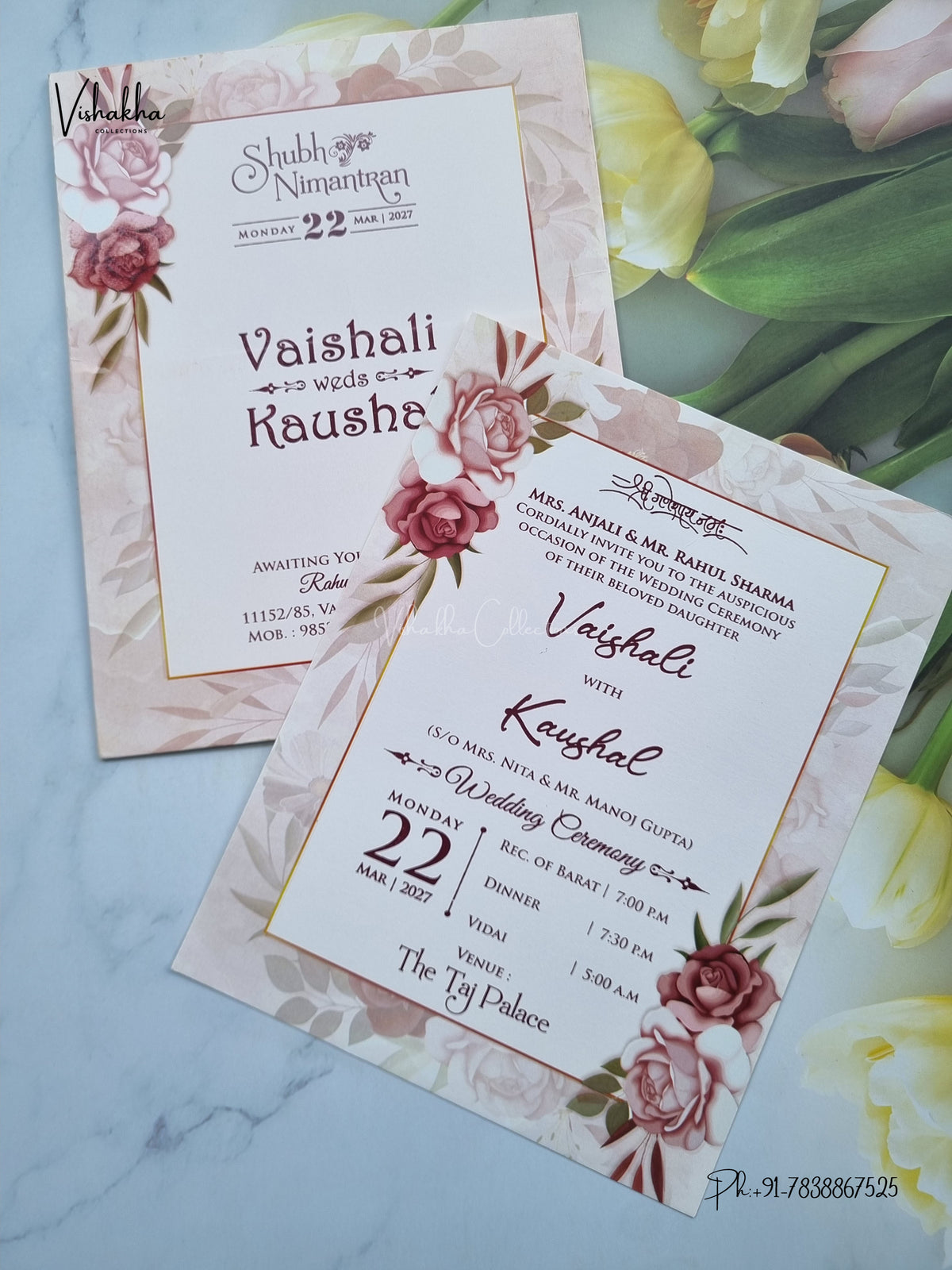 Flower Hindu Muslim Christian Sikh Jain invitation Cards NA-1126-203 – image 3