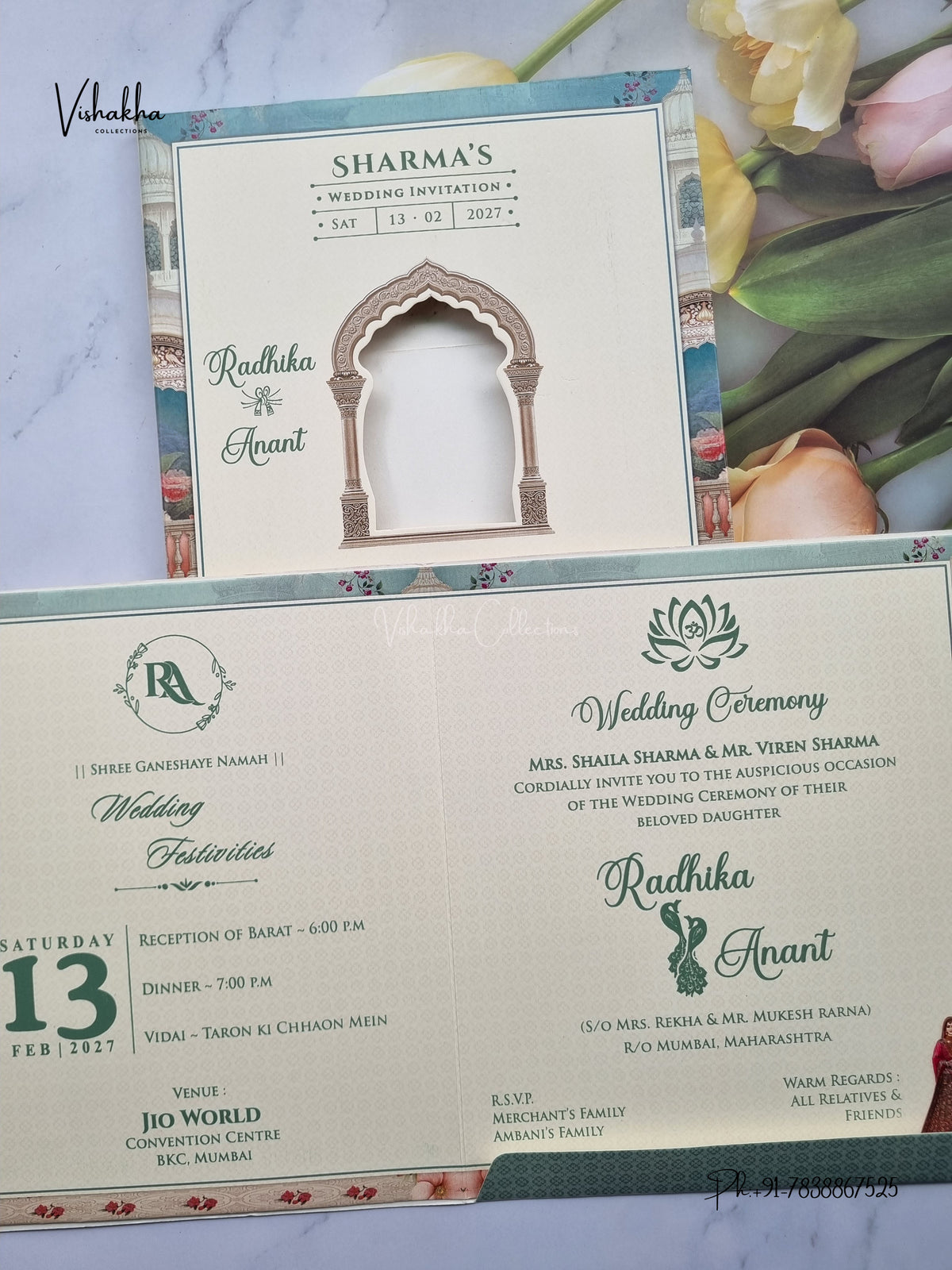 Semi Box Ganesh Ji Dulah Dulhan Hindu Jain invitation Cards NA-1126-210 – image 3